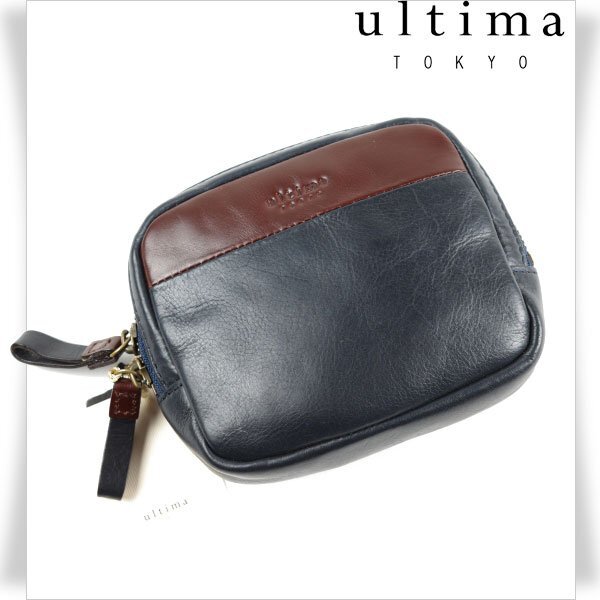  new goods 1 jpy ~*ultima TOKYOurutimato-kyo- men's cow leather leather belt bag waist bag light weight pouch navy blue pa-no genuine article *7851*