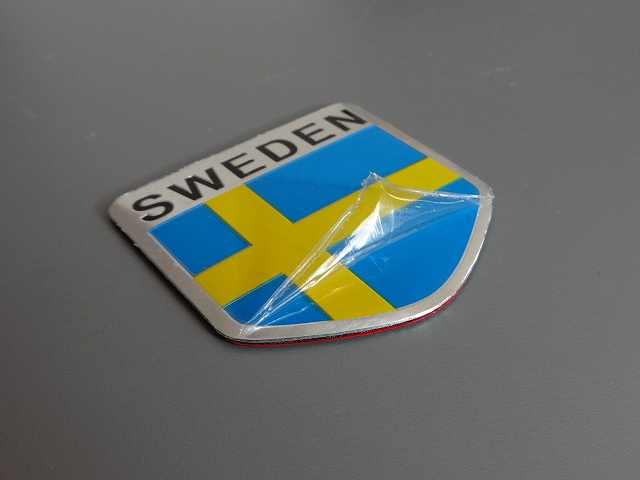 *SWEDEN* Flag アルミ ステッカー 5x5cm (SW92) 新品！ ▽Pntj_表面保護シール