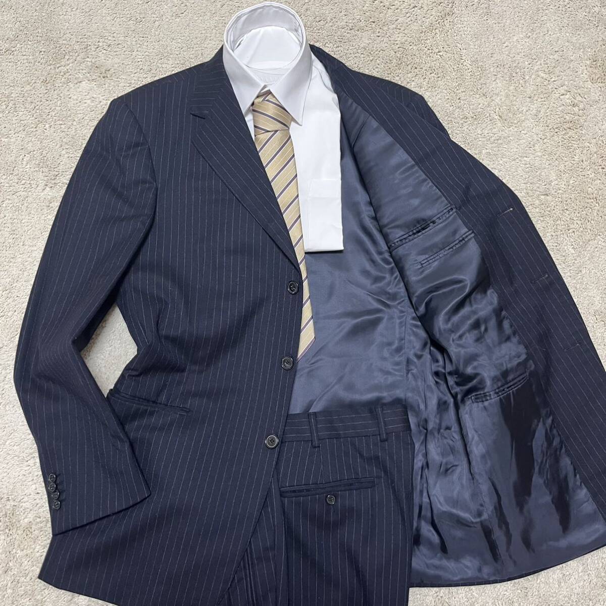 XXL! エルメネジルドゼニア 『紳士の嗜み』 Zegna SU MISURA スーツ セットアップ ジャケット ネイビー 紺 大きいサイズ 52_画像1