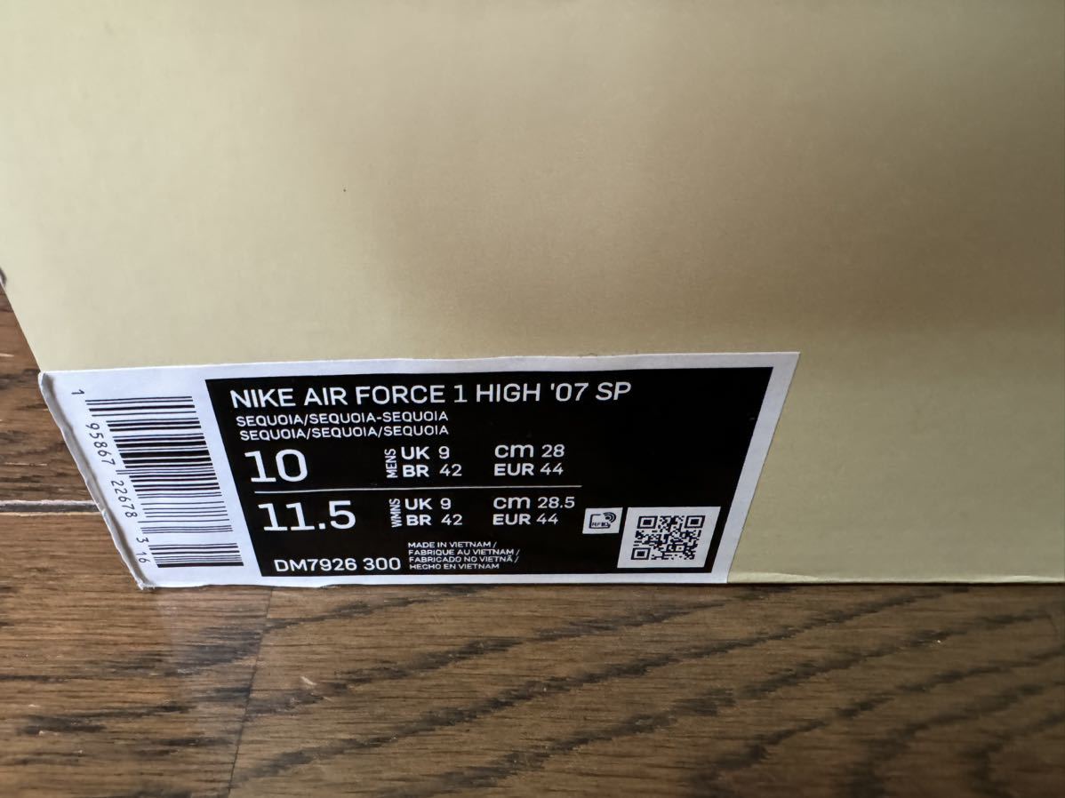 28.0cm Billie Eilish × Nike Air Force 1 High ’07 SP Sequoia ビリー・アイリッシュ × ナイキ エアフォース1 ハイ ’07 SP セコイアの画像7