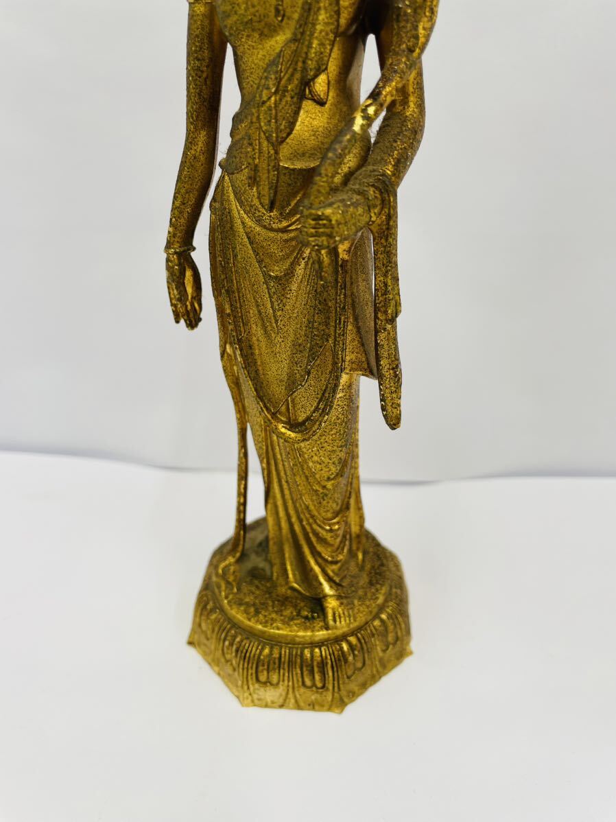 仏像 置物 仏教美術 骨董品 観音像 銅製 秀雲作　約19.5cm×6cm×6cm_画像3