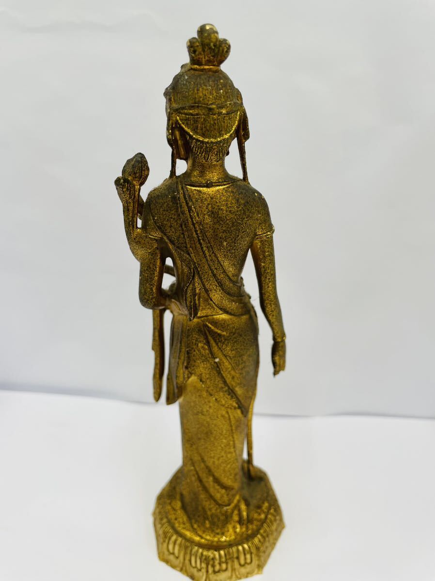 仏像 置物 仏教美術 骨董品 観音像 銅製 秀雲作　約19.5cm×6cm×6cm_画像4