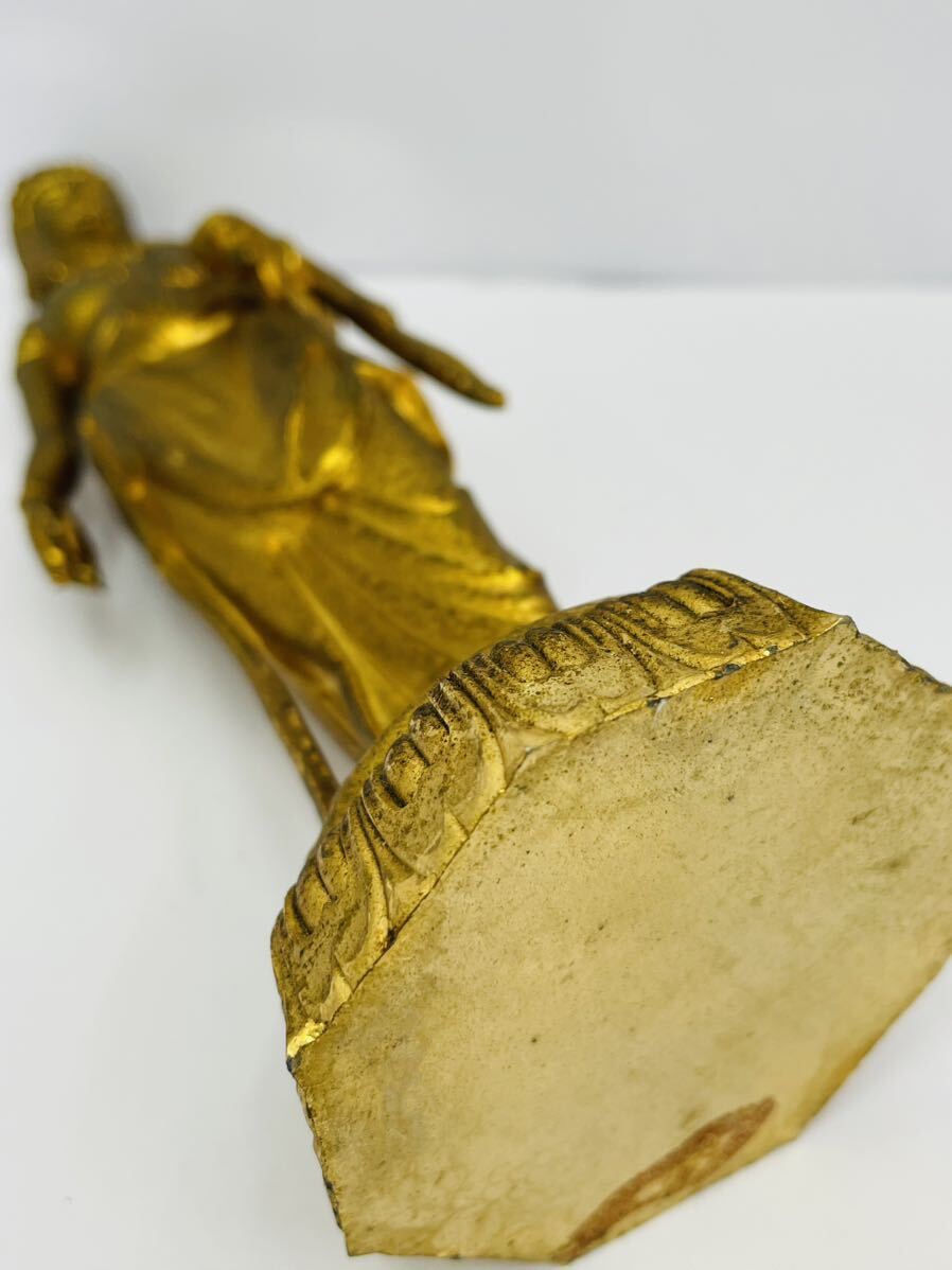 仏像 置物 仏教美術 骨董品 観音像 銅製 秀雲作　約19.5cm×6cm×6cm_画像6