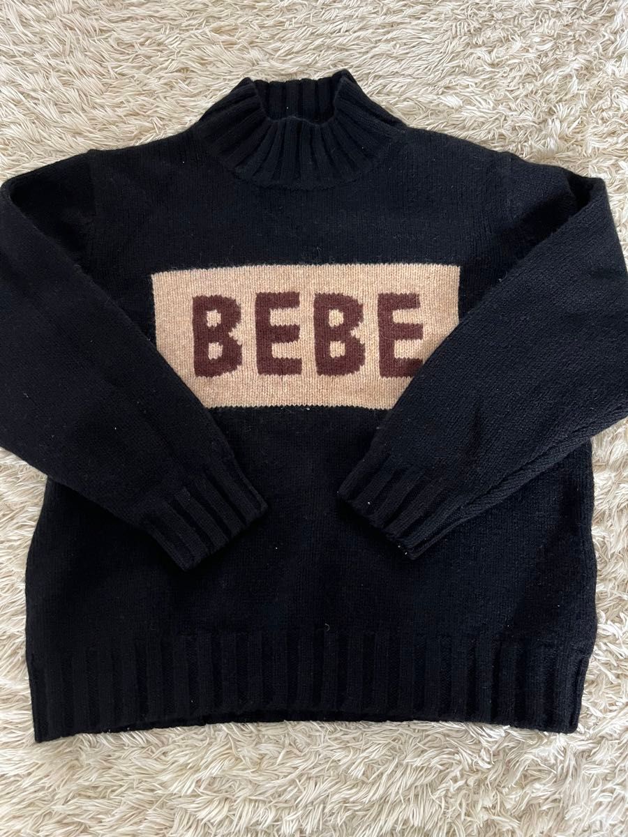 Bebe ベベ トップス 冬服 ニット 130cm 厚手 セーター タートルネック ブラック