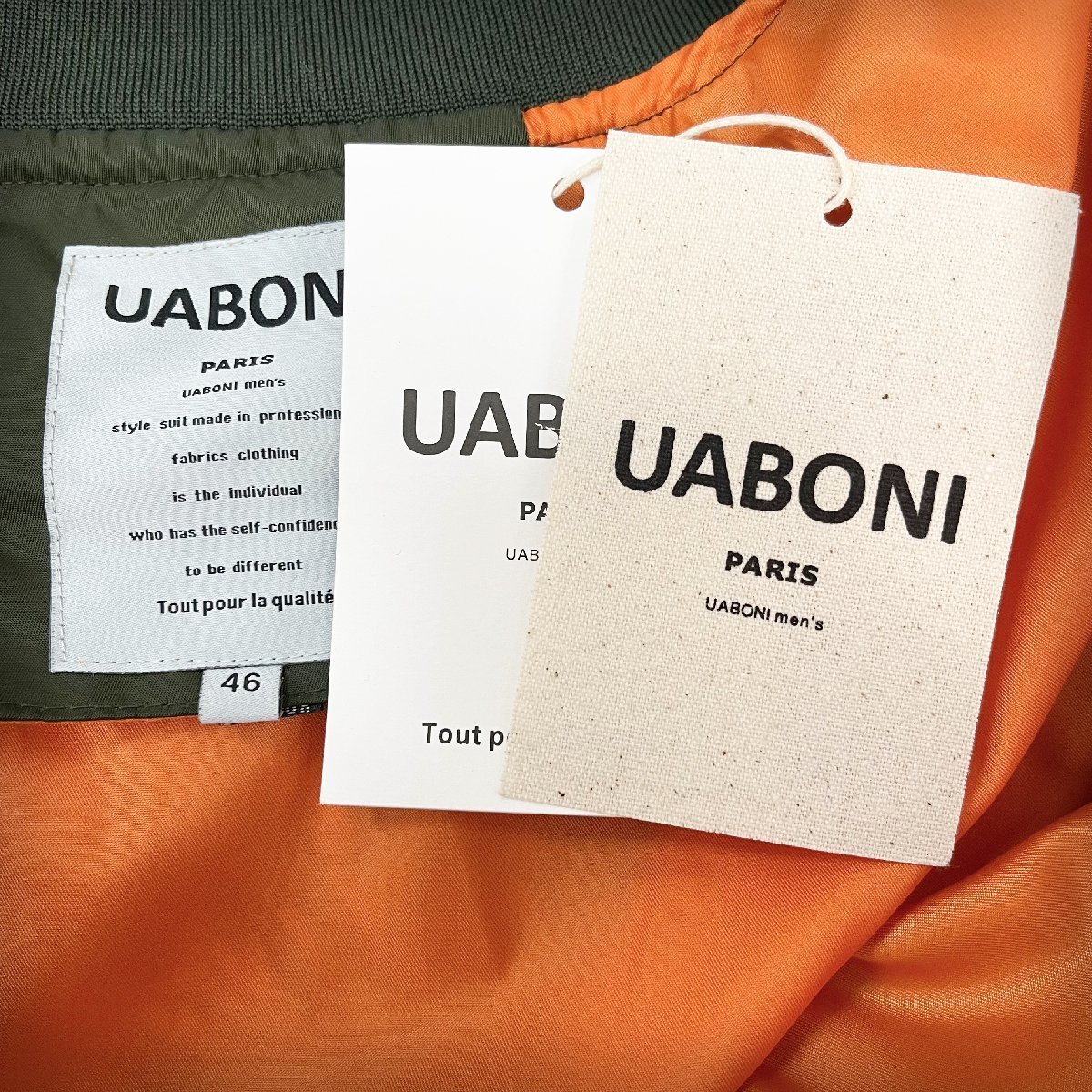 個性EU製＆定価8万◆UABONI*Paris*フライトジャケット/MA-1*ユアボニ*パリ発◆上質 薄手 USAF*TYPE オシャレ INDIANS L/48サイズ_画像9