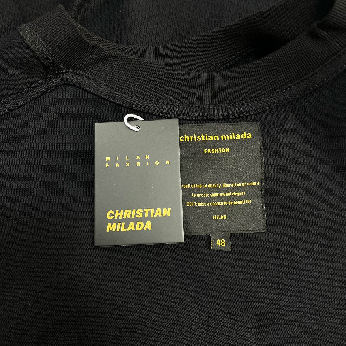 定価2万★christian milada・ミラノ発・半袖Tシャツ★上質 綿100％ 薄手 通気吸汗 個性 ハート柄 ロゴ オシャレ カジュアル 普段着 L/48_画像8