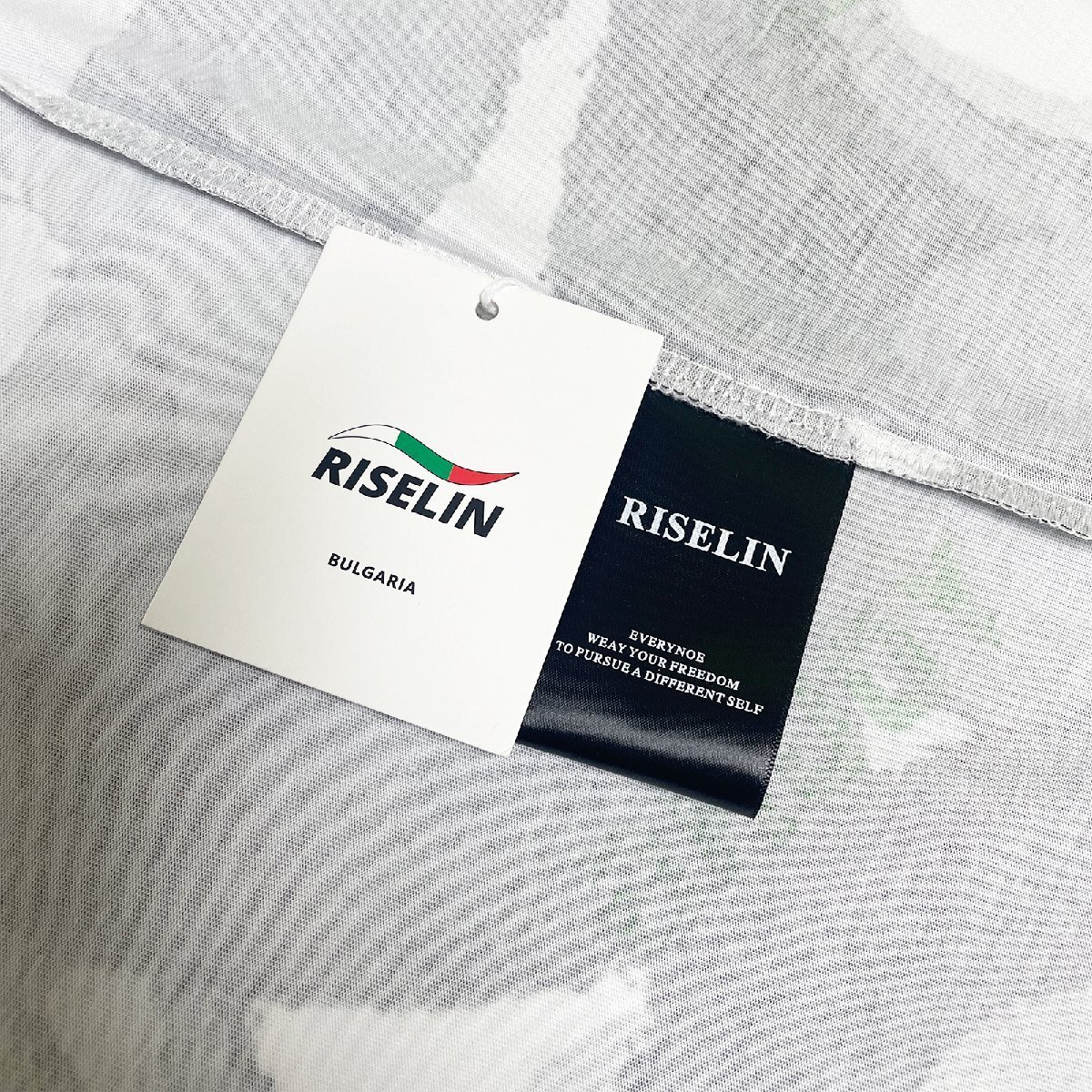 個性ヨーロッパ製※定価2万◆ブルガリア発※RISELIN 半袖Tシャツ 上品 通気 薄手 速乾 総柄 カットソー トップス 遊び心 カジュアル M/46_画像7