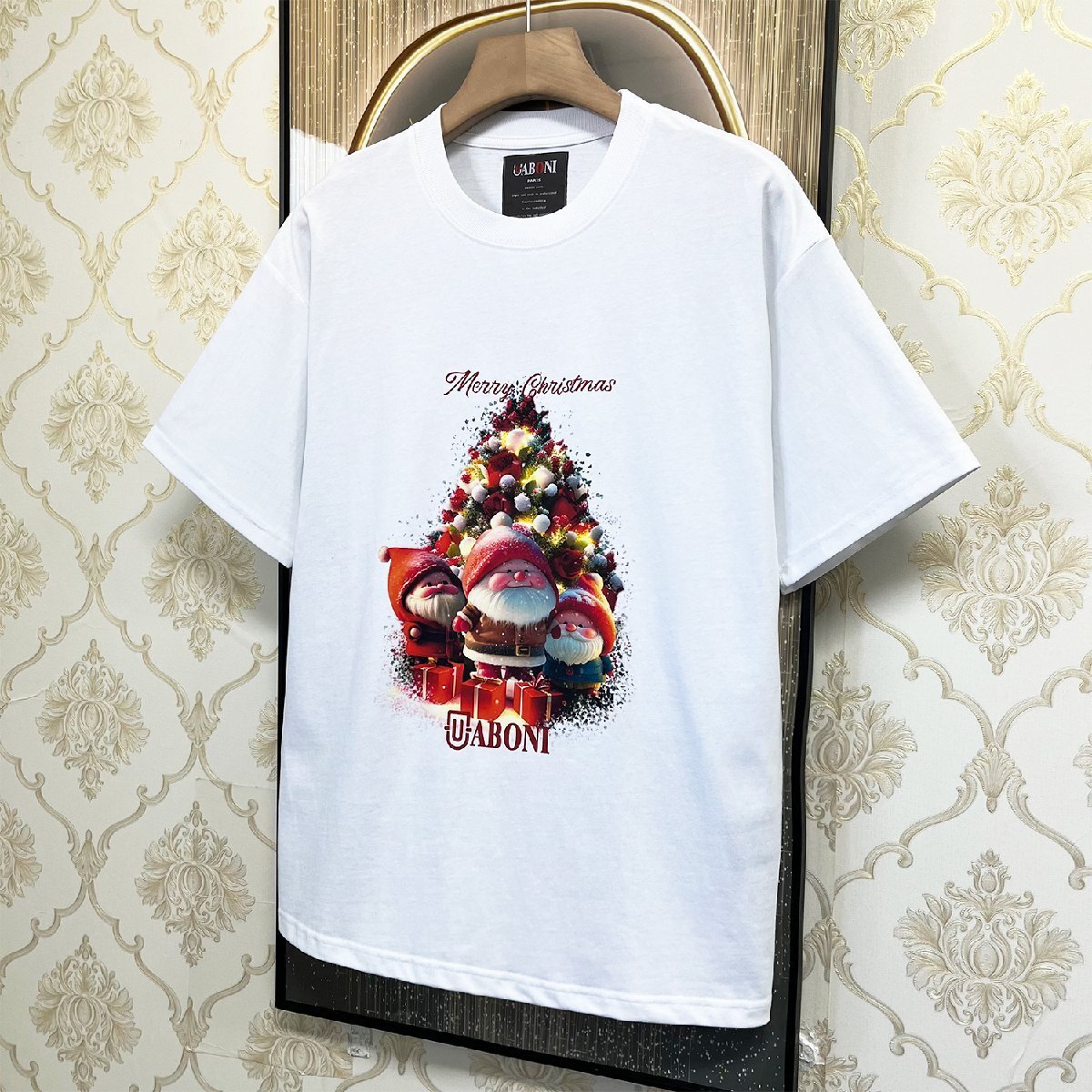 個性EU製＆定価2万◆UABONI*ユアボニ*半袖Tシャツ*フランス*パリ発◆高級 快適 ソフト クリスマス 半袖 スウェット カットソー L/48サイズ_画像10