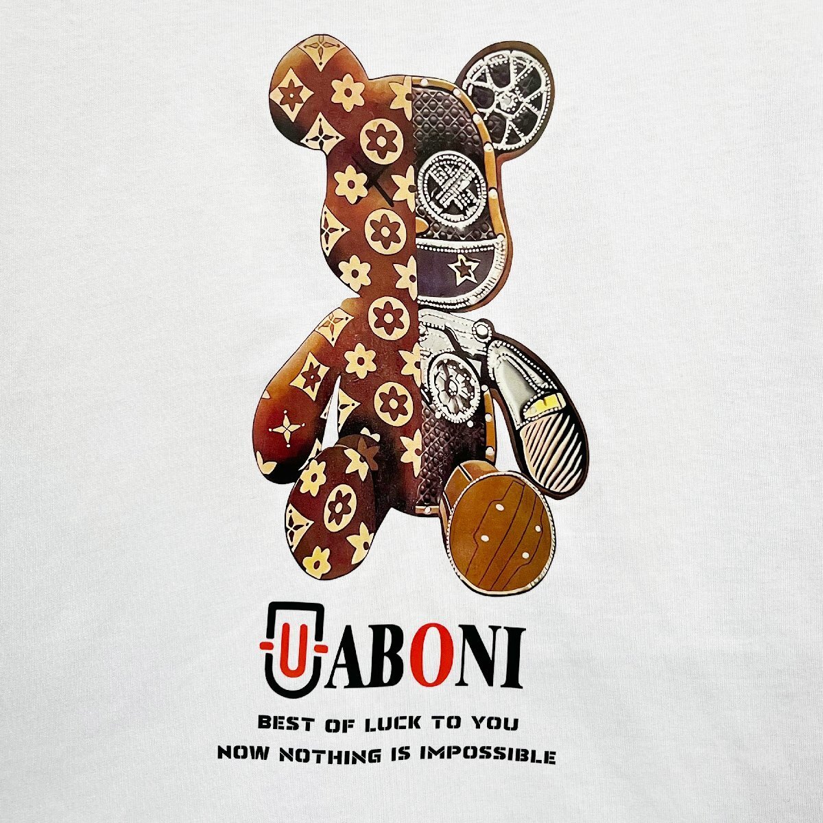 個性EU製＆定価2万◆UABONI*Paris*半袖Tシャツ*ユアボニ*パリ発◆高級 コットン100％ 吸汗 薄手 カットソー モノグラム Bearbrick M/46_画像6