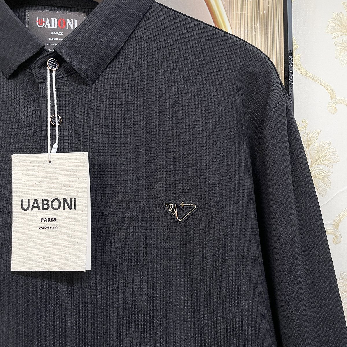 定番EU製＆定価4万◆UABONI*Paris*ポロシャツ*ユアボニ*パリ発◆上質 快適 ソフト POLO 吸汗速乾 無地 通勤 カジュアル XL/50サイズ_画像4