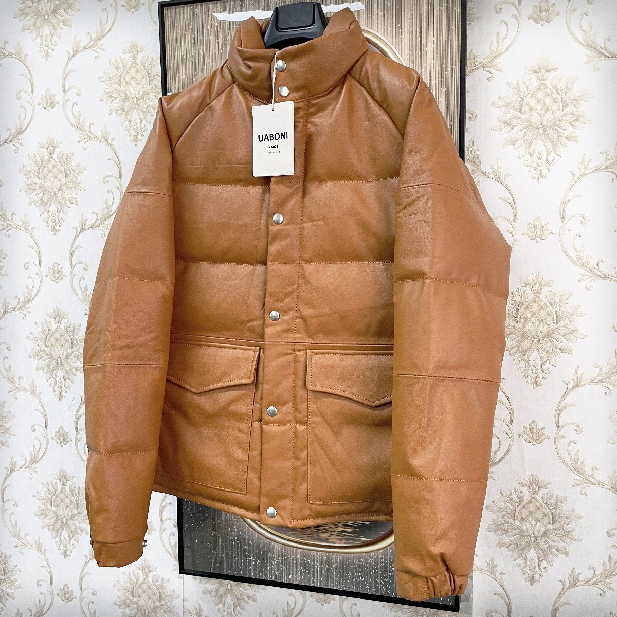  highest peak EU made & regular price 23 ten thousand *UABONI*Paris* ultimate ground protection against cold leather * down jacket *yuaboni* Paris departure * highest grade sheep leather * mouton Goose down 90% L/48