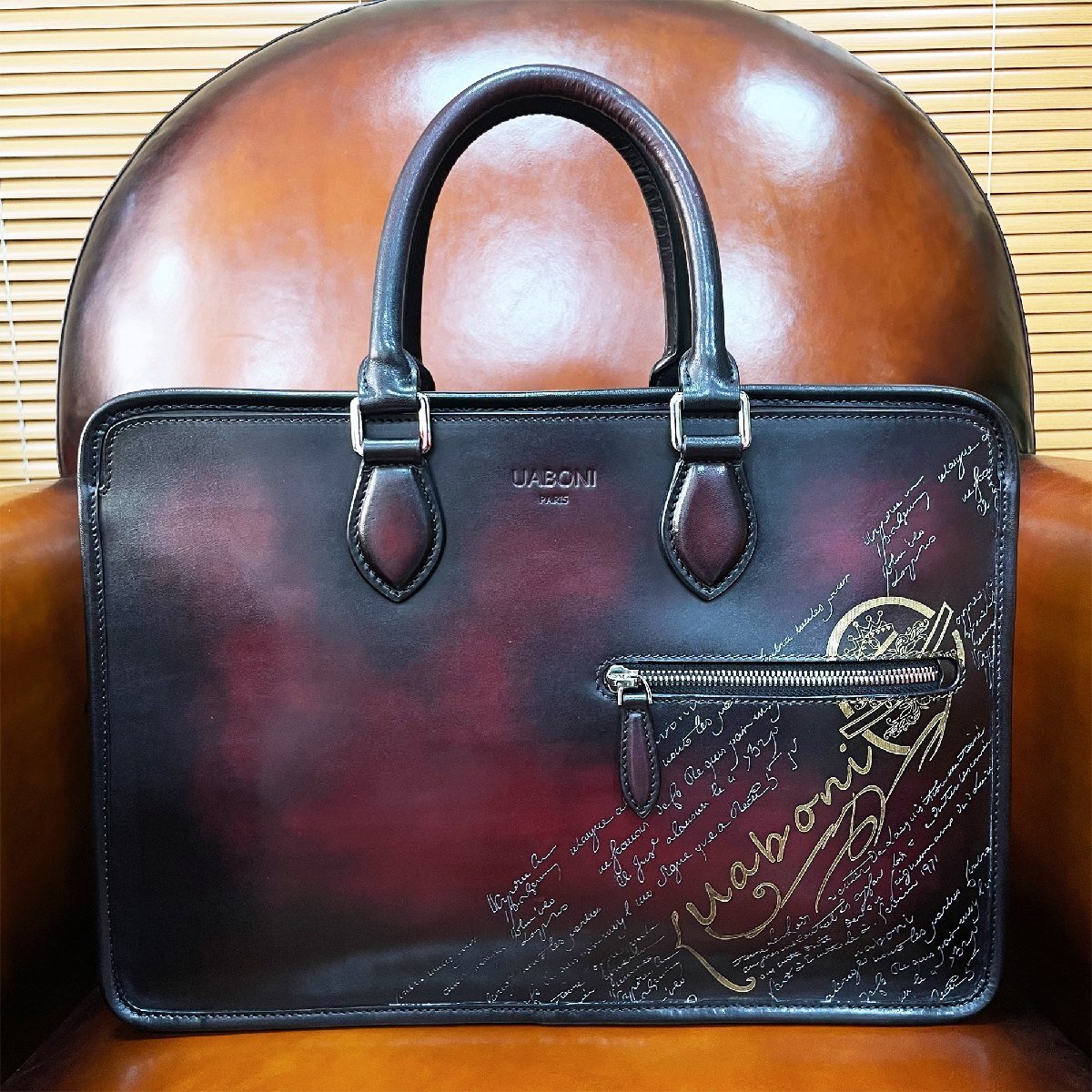 ..EU made regular price 38 ten thousand *UABONI*yuaboni* illusion. pa tea n* briefcase * business bag hand . bag tote bag original leather men's gentleman 