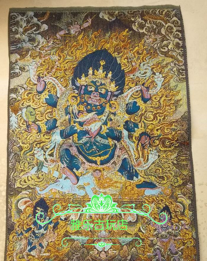 アンティークコレクション、約90ｃｍ*60cm 大判 チベットタンカ刺繍 38の画像2