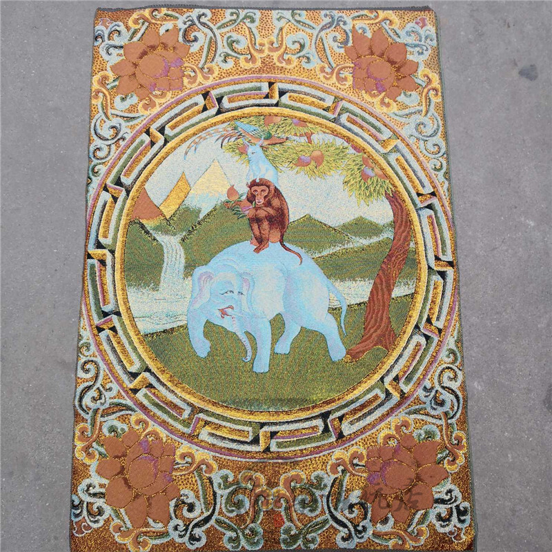 アンティークコレクション、約90ｃｍ*60cm　大判　チベットタンカ刺繍　62_画像1