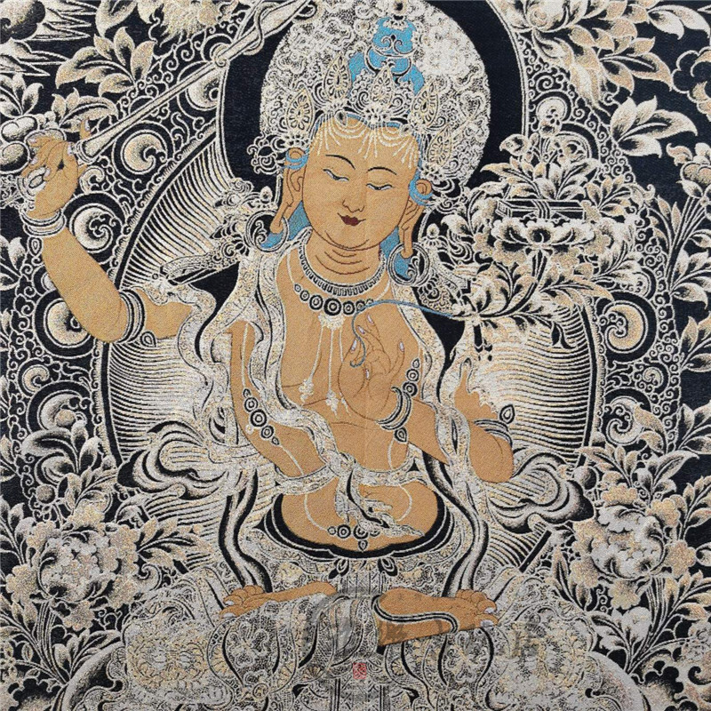 アンティークコレクション、約90ｃｍ*60cm 大判 チベットタンカ刺繍 64の画像7