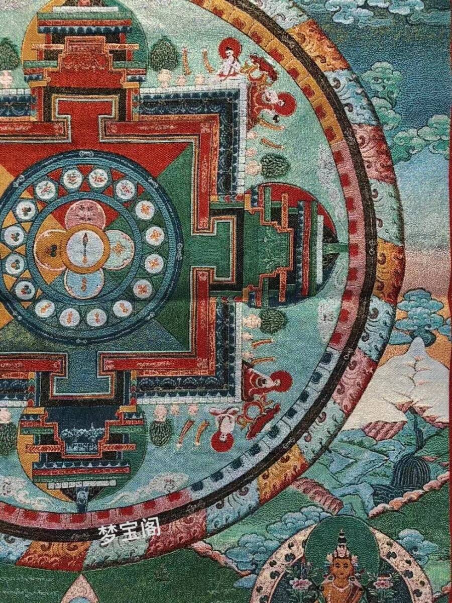 アンティークコレクション、約90ｃｍ*60cm　大判　チベットタンカ刺繍　28_画像5