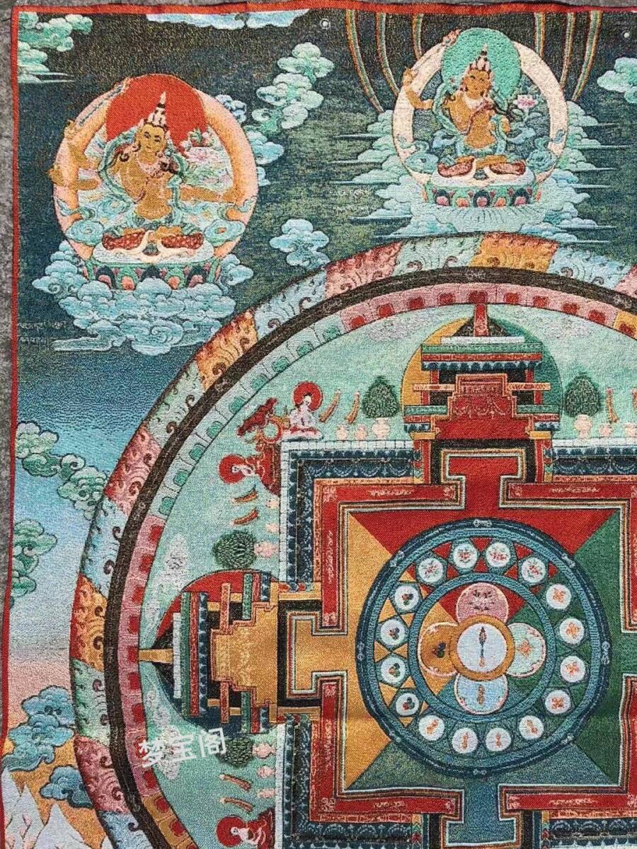 アンティークコレクション、約90ｃｍ*60cm　大判　チベットタンカ刺繍　28_画像2