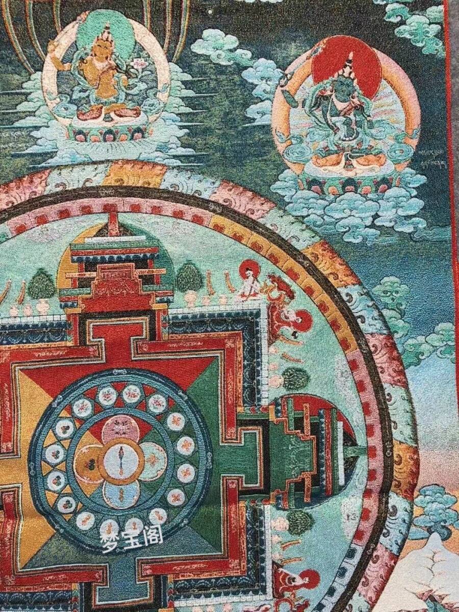 アンティークコレクション、約90ｃｍ*60cm　大判　チベットタンカ刺繍　28_画像3