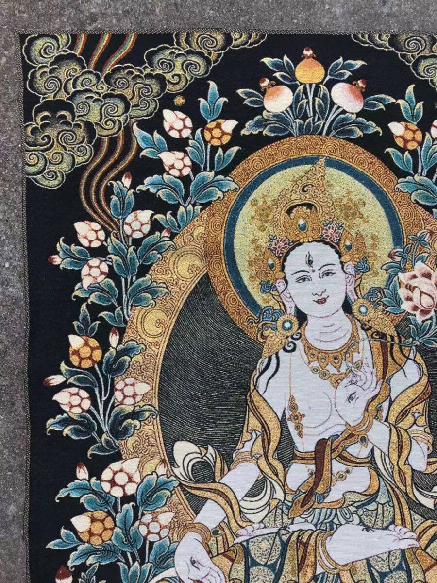 アンティークコレクション、約90ｃｍ*60cm　大判　チベットタンカ刺繍　31_画像2