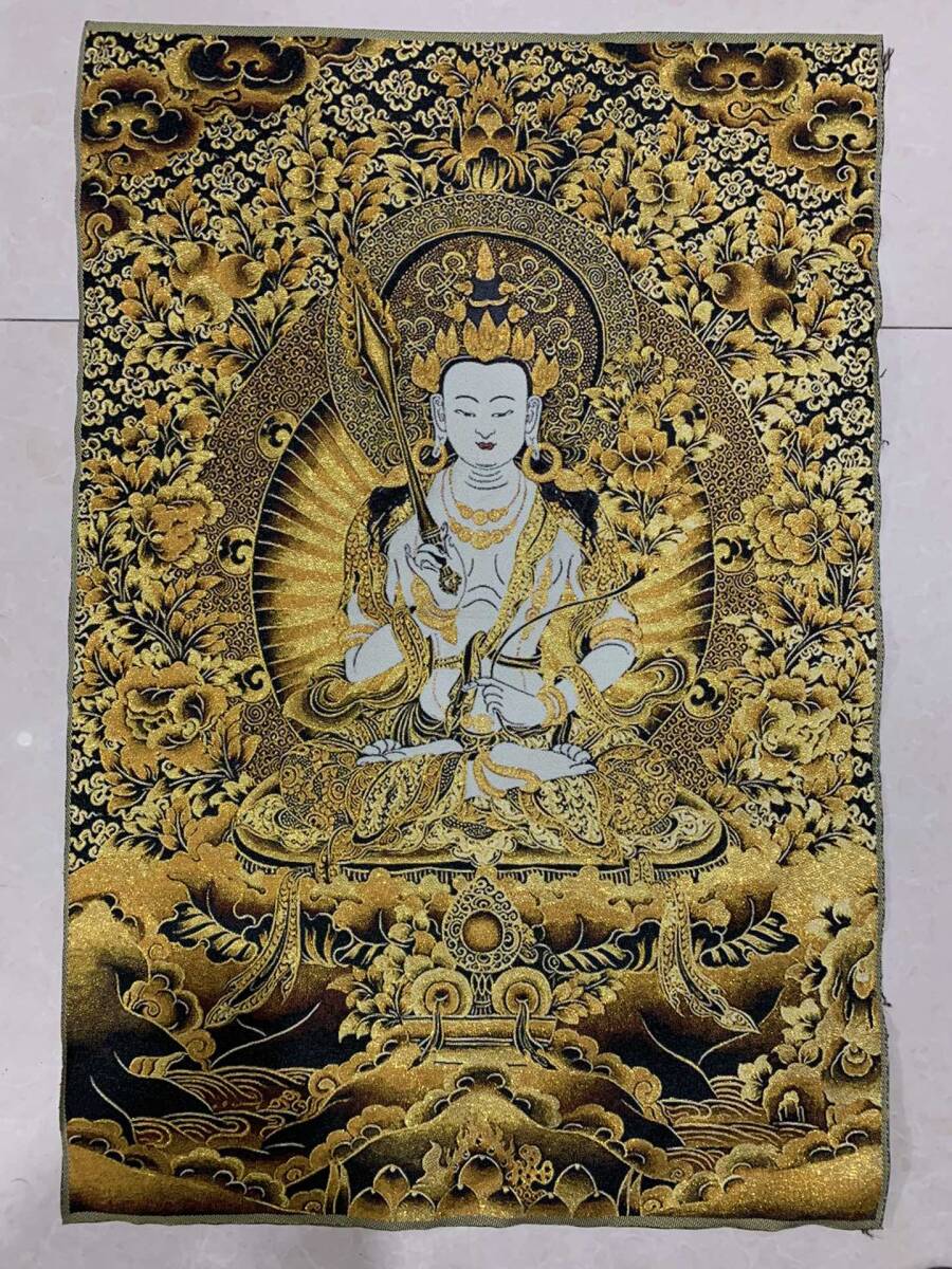 アンティークコレクション、約90ｃｍ*60cm 大判 チベットタンカ刺繍 73の画像1