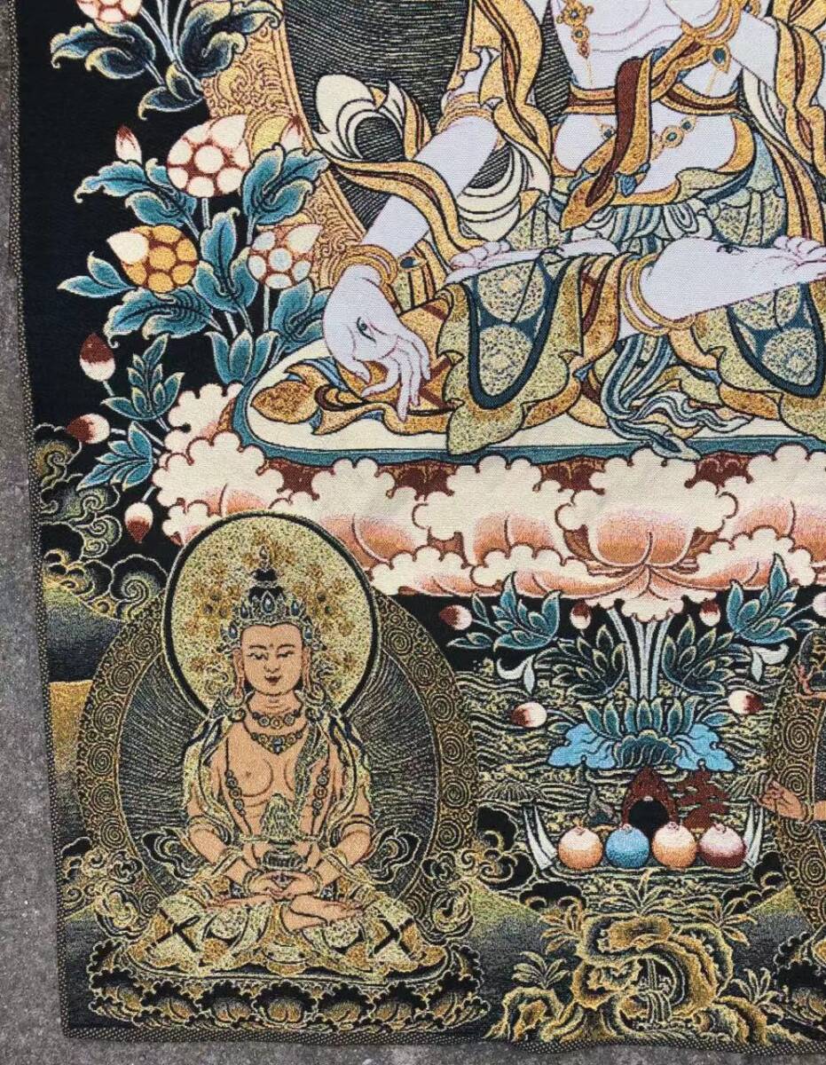 アンティークコレクション、約90ｃｍ*60cm　大判　チベットタンカ刺繍　31_画像4