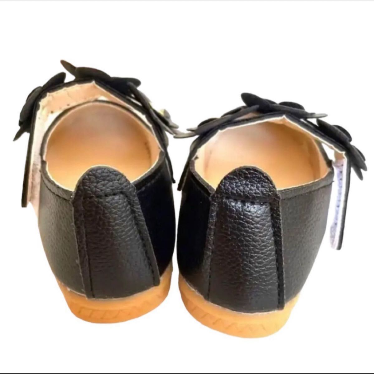 [15cm ] формальный девочка ребенок Kids обувь цветок черный чёрный "Семь, пять, три" презентация балетки женщина девушки 