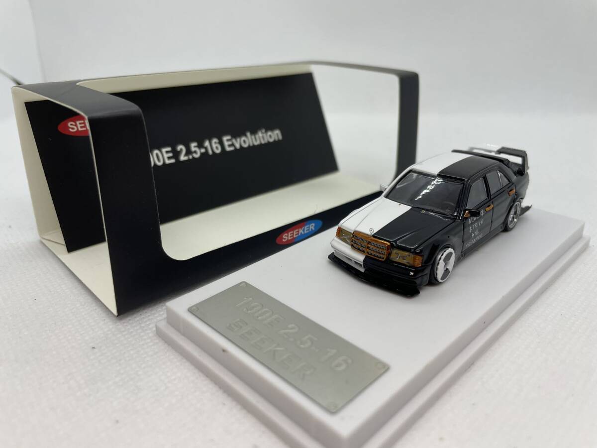 SEEKER 1/64 メルセデスベンツ Mercedes-Benz 190E W201 2.5-16 Evolution ホワイト×ブラック J04-R-503_画像1