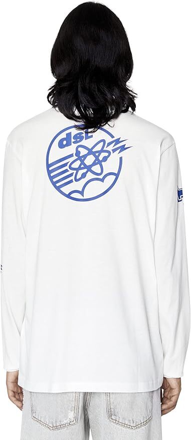 【サイズ選択】定価15400円■ディーゼル■ロゴプリント クルーネックロングスリーブTシャツ ホワイト■DIESEL■97.8FM 袖ロゴ ロンT D■白の画像7