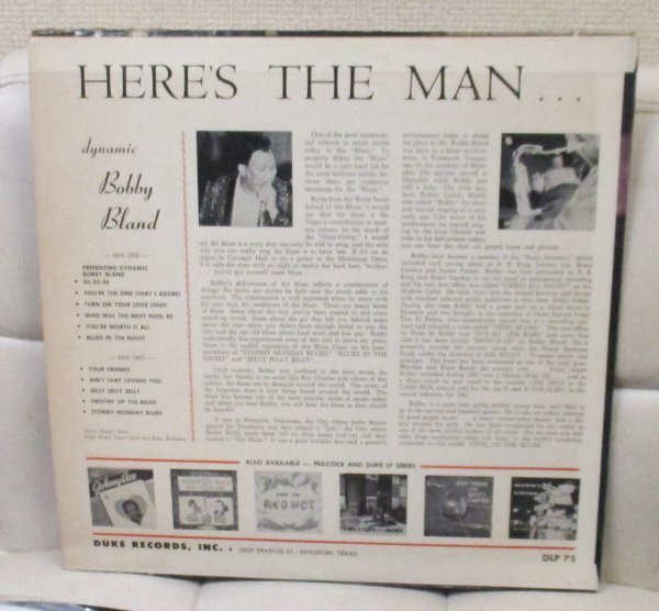 ☆彡 Dynamic Bobby Bland Here's The Man [ US mono '62 ORIGINAL Duke DLP 75 ] RARE ORIGINAL LABELの画像3