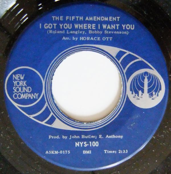 ■Northern45 The Fifth Amendment / Please Don't Leave Me Now / I Got You Where I Want You [ New York Sound Co. NYS-100 ] '71_画像2