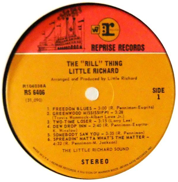 FUNK LP ■ Little Richard / The Rill Thing [ US ORIG Reprise RS 6406 ] '70　Club Edition thin, lightweight vinyl LP_画像3