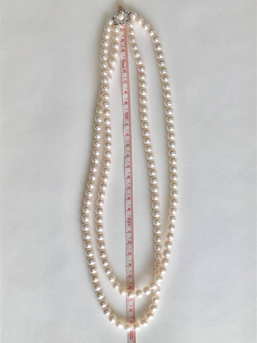 アコヤ本真珠7.5〜8ミリ　セミロング2連ネックレス　　60センチ【 USED美品】_画像9