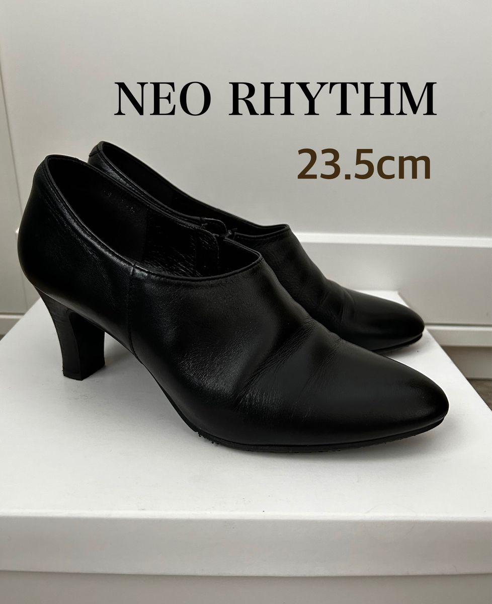 NEO RHYTHM 23.5cm ブーティ　ショートブーツ本革　 黒