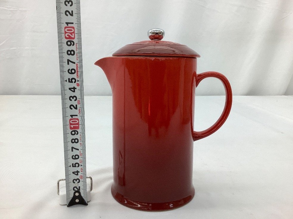 LE CREUSET ルクルーゼ コーヒープレス/コーヒーポット/レッド 動作未確認/底にカケ有 中古品 ACB_画像3