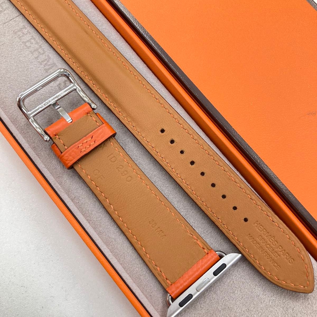 エルメス レザーバンド オレンジ ドゥブルトゥール Apple Watch 38mm 40mm 41mm サイズ専用 エルメス レザーバンド オレンジ ドゥブルトゥール Apple Watch 38mm 40mm 41mm サイズ専用