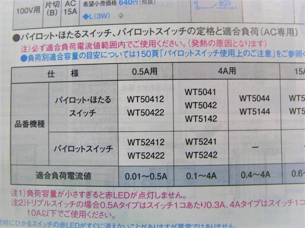 Panasonic パナソニック WT5041 1個から 複数あり コスモシリーズワイド21 埋込パイロット・ほたるスイッチB 4A 片切_画像4