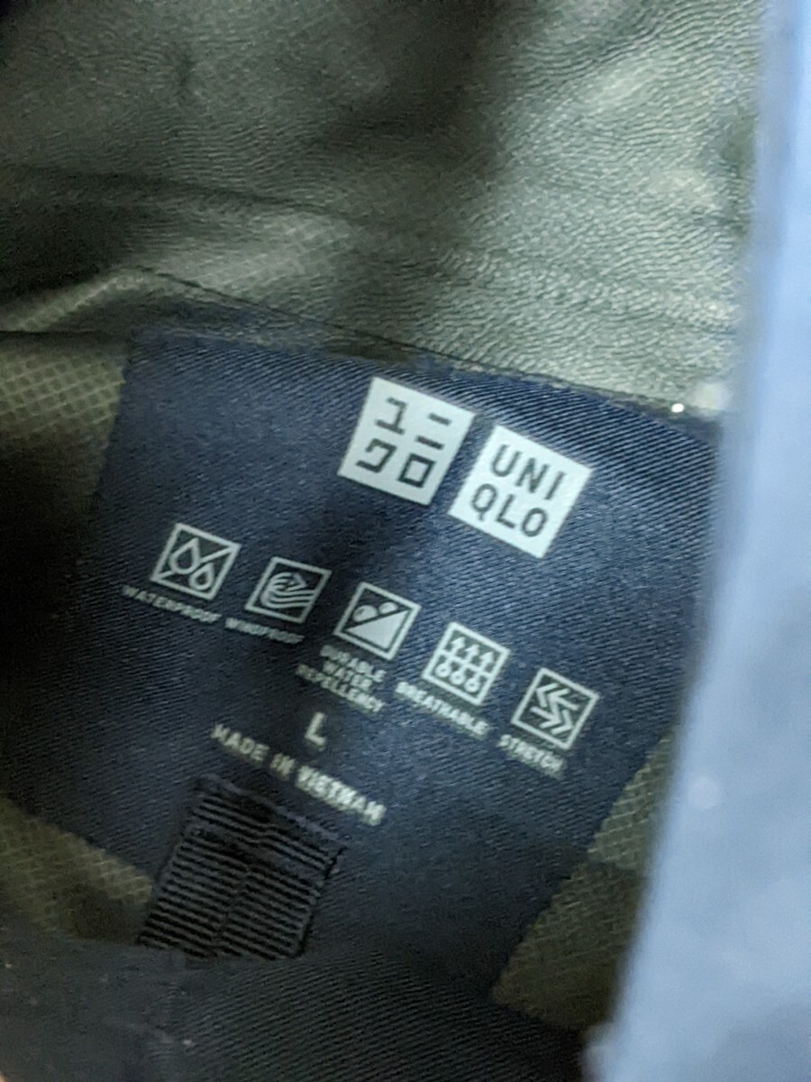 20．ユニクロ UNIQLO ブロックテック 防風防水 パーカー ブルゾンジャケット ジャンパー メンズL ネイビー x210_画像4