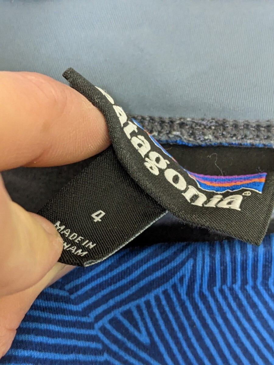 14．パタゴニア Patagonia 柄入り ストレッチ入り コットンパンツ アウトドアウェア レディース4 グレー青系x309_画像5