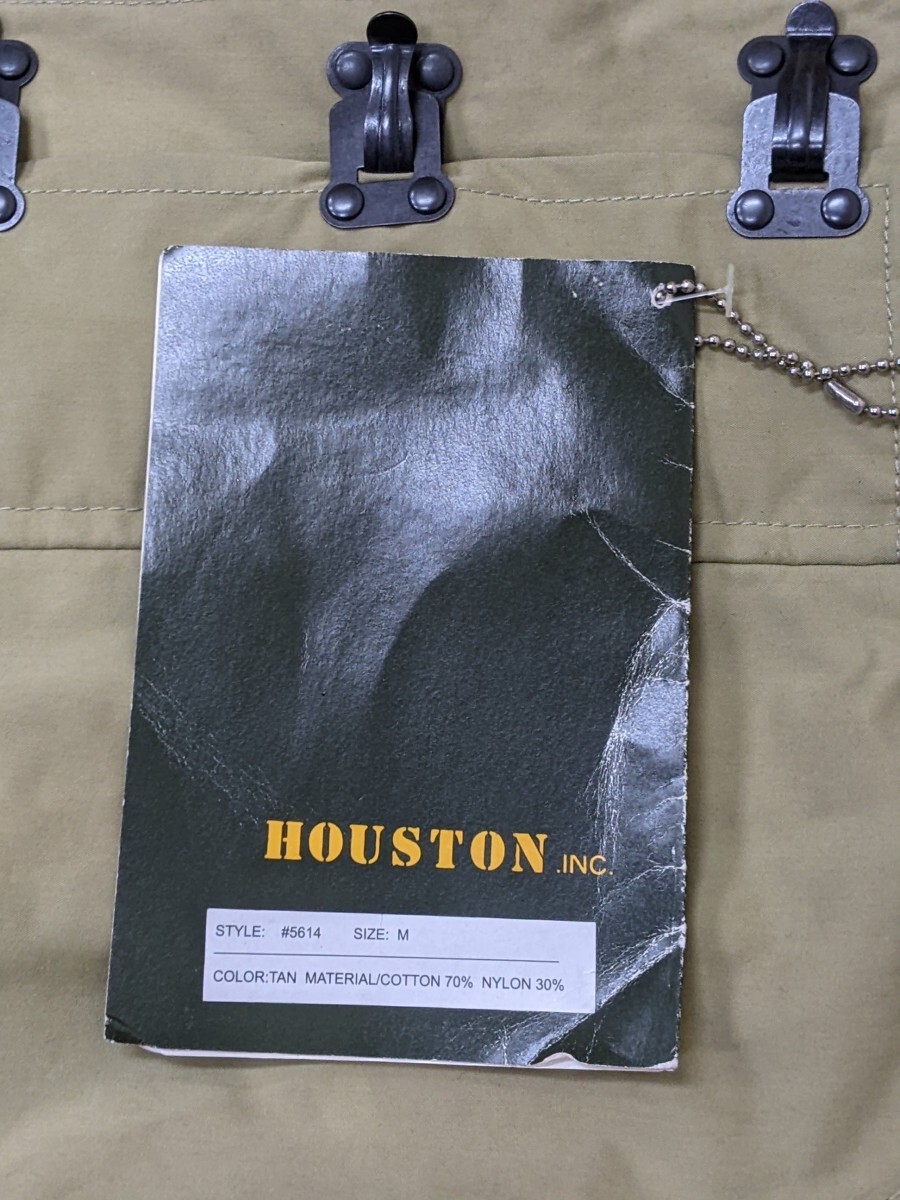 3．未使用タグ付き HOUSTON ヒューストン RAIN PARKA WET WEATHER ファイヤーマン型 コットンナイロンジャケット メンズＭベージュ系 y402_画像4