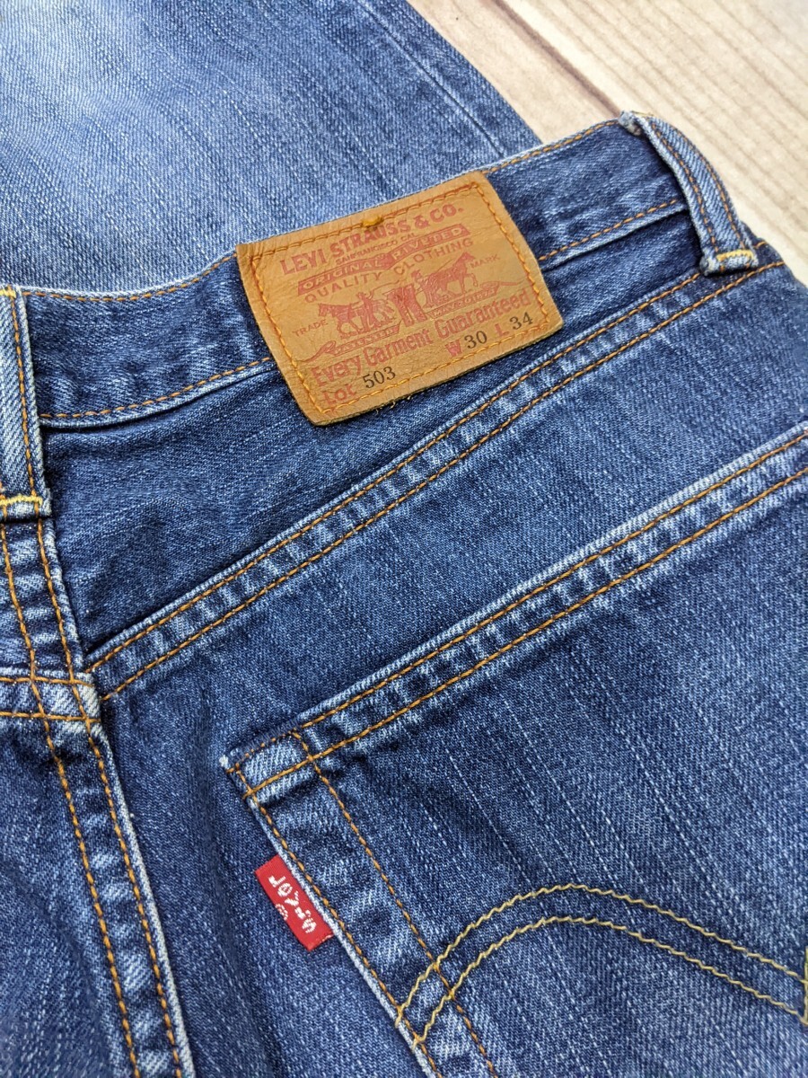 19．04年製 リーバイス 00s LEVI'S 503 デニムジーンズ パンツ W30L34 ネイビー y405の画像7