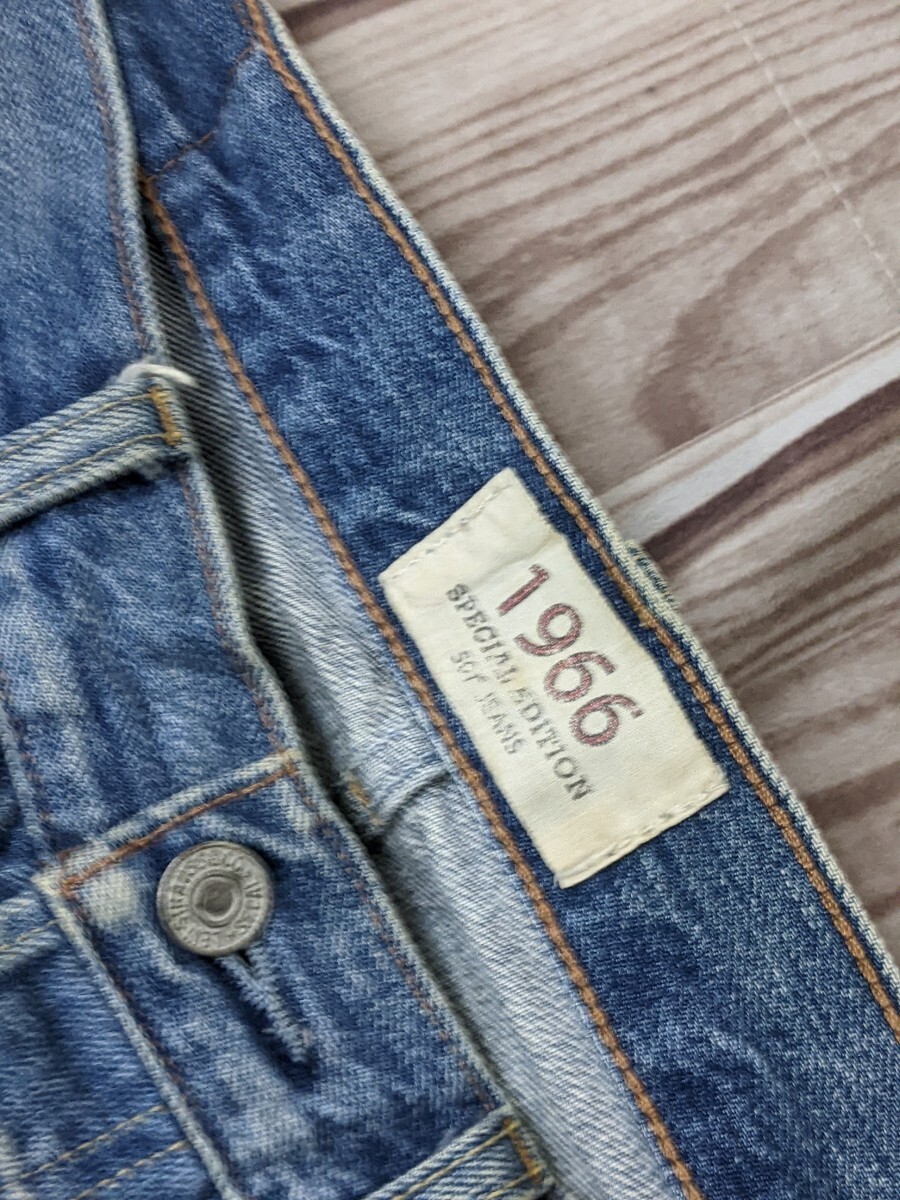 11．ヒゲ LEVI’S リーバイス 501 PCL16B グランジ ボロ ボタンフライ デニムジーンズ パンツ W31L32 ネイビーy610の画像6