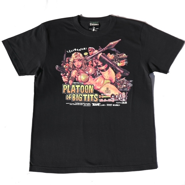 Mサイズ ロッキンジェリービーン EROSTIKA “PLATOON OF BIG TITS” Tシャツ 黒色 RockinJerryBean_画像1