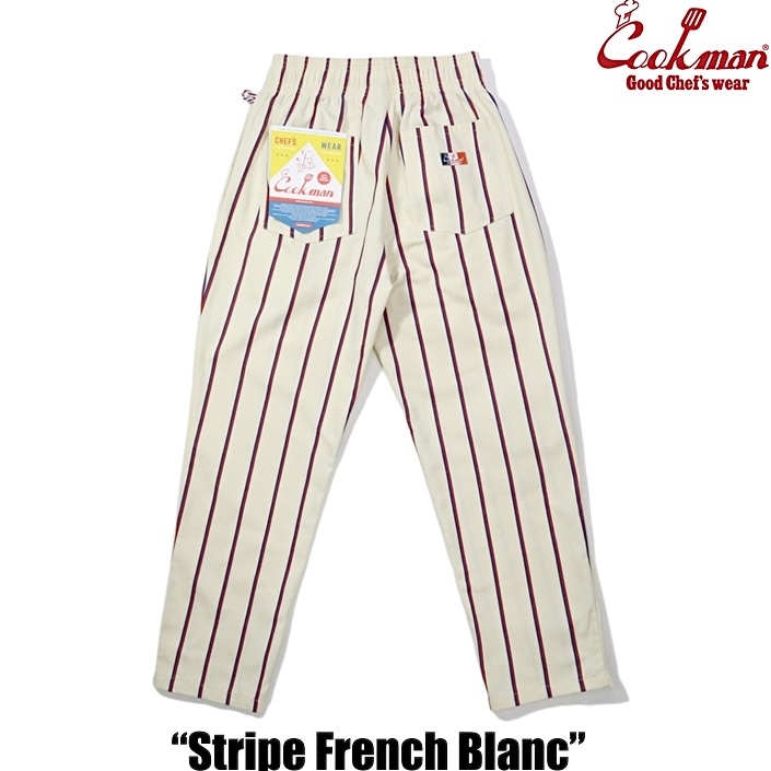 Lサイズ COOKMAN シェフパンツ Stripe Stripe French Blanc ストライプ フレンチ 白色 クックマン Chef Pantsの画像2