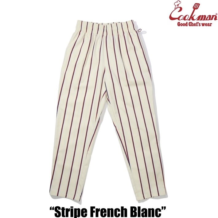 Lサイズ COOKMAN シェフパンツ Stripe Stripe French Blanc ストライプ フレンチ 白色 クックマン Chef Pantsの画像5