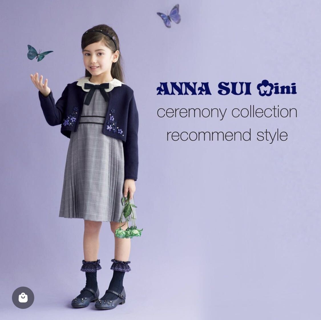 [ beautiful goods ] Anna Sui Mini formal bolero 130 knitted jacket navy regular price 20,900 jpy navy blue color presentation The Seven-Five-Three Festival ceremony memory day ceremonial occasions 