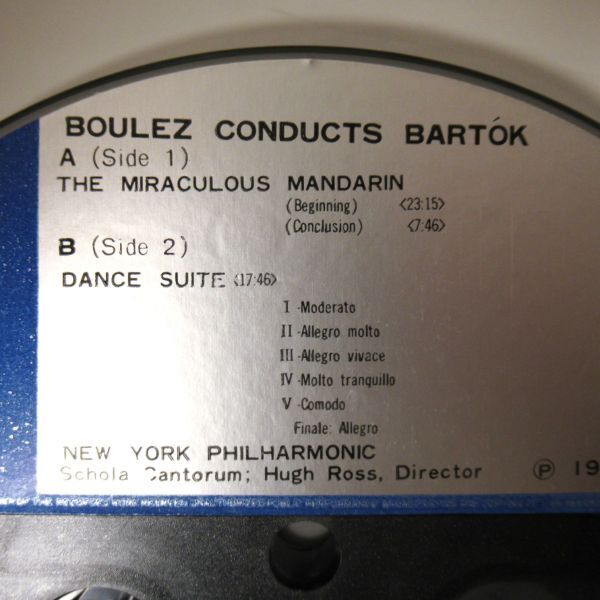 CLASSIC/オープンリールテープ/7号/外箱・ライナー付き/BOULEZ CONDUCTS BARTOK/Ｂ-11981の画像5