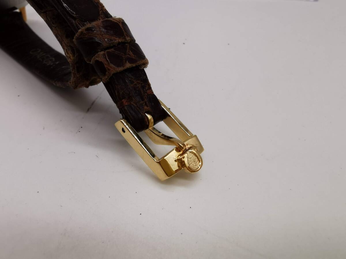 160311S68-0317S3■OMEGA オメガ■シーマスター 手巻き ゴールドカラー レディース スクエア アンティーク 革ベルト 腕時計の画像6