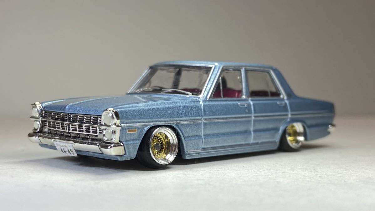 1/64改 日産 グロリア スーパーデラックス 車高短 深リムホイール ssr メッシュ 街道レーサー カスタムミニカー クラシックカー jdm_画像1