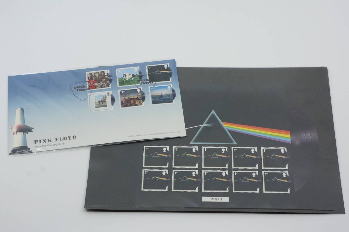 稀少 ピンクフロイド 記念切手 The Dark Side of the Moon 狂気 切手シート 世界10000枚限定 特別な消印が押された封筒とセット Pink Floyd_画像2