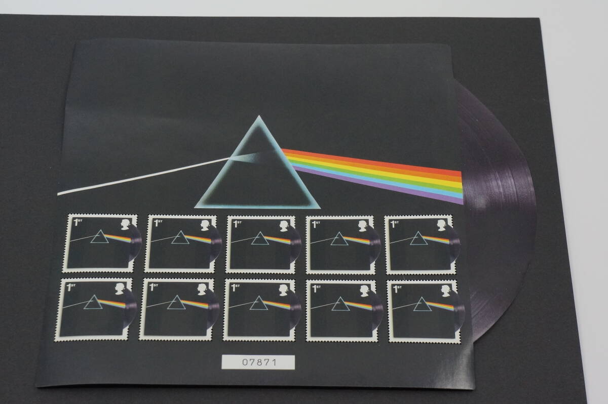 稀少 ピンクフロイド 記念切手 The Dark Side of the Moon 狂気 切手シート 世界10000枚限定 特別な消印が押された封筒とセット Pink Floyd_シリアルナンバー7871。世界10000枚限定